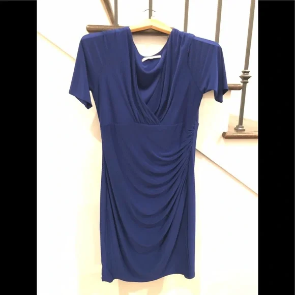 evan picone blue dress Evan Picone Black Pleaded Chiffon V-Neck Cocktail Dress Size 14 Large